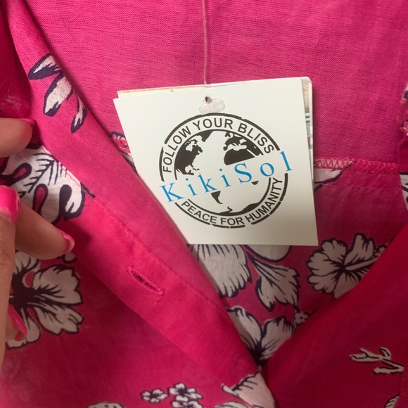 Kiki Sol Fuchsia Floral Print Top Blouse - Picture 3 of 5